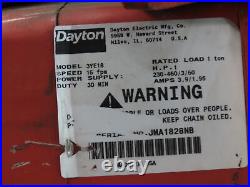 Dayton 3YE18 1 Ton 2000lb Electric Chain Hoist 20' Lift 16FPM 460V 3Ph Trolley