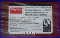 Dayton 452R55B 500 LB 10 FT Lift Electric Chain Hoist