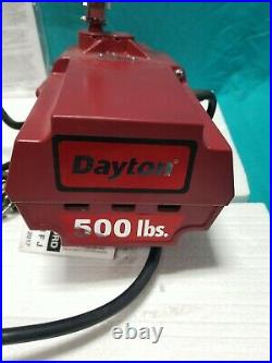 Dayton 4Gu71 Electric Chain Hoist 500 Lb 10 Ft Hook Mounted