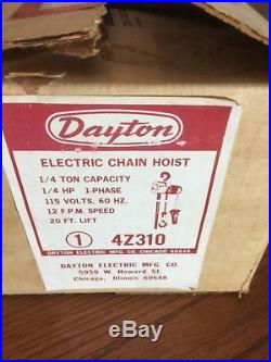 Dayton 4Z310 1/4 ton 1/4 HP 20-ft Electric Chain Hoist