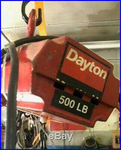 Dayton 500bs 1/4 ton Electric Chain Hoist 10 foot lift 115v