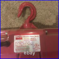 Dayton Electric 500lb Chain Hoist 4GU71 HHXG12 8fpm Lift 10