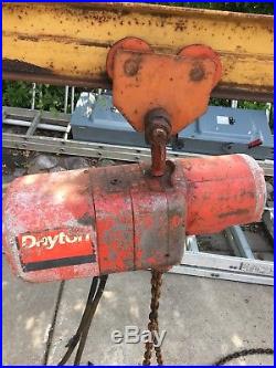 Dayton Electric Chain Hoist 1/2Ton, with Rolling Trolley And 10 I-Beam