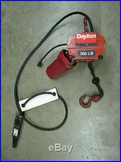 Dayton Electric Chain Hoist 300 Lb 115 Volt 4Z358B