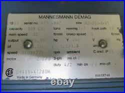 Demag DK2-250-K-V1 Electric Chain Hoist 1/4 Ton 500 Lbs 3 PH 13' Lift