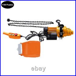Electric Chain Hoist 0.5 Ton/1100lbs 110V 13FT Lift withWired Remote Control 1300W