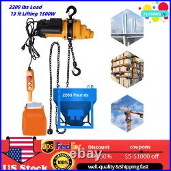 Electric Chain Hoist Single Phase Crane Hoist 2200 lbs Load 13 ft Lifting 1500W