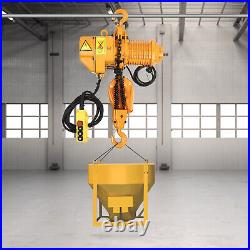 Electric Chain Hoist Single Phase Crane Hoist 2204lbs 1Ton Load 10 ft Lift 1600W