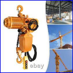 Electric Chain Hoist Single Phase Crane Hoist 2204lbs 1Ton Load 10 ft Lift 1600W