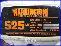 HARRINGTON ED525S-20 Electric Chain Hoist Lifter Material Lift 525lb 20ft