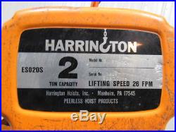 HARRINGTON ES2B-3065 2 Ton Electric Chain Hoist 220/440V 3Ph 11' Lift 26FPM