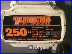 HARRINGTON MINI ELECTRIC CHAIN HOIST, 250 LB CAPACITY 120V 15 Foot. Works Great