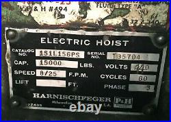 Harnischfeger P & H 7 1/2 Ton Electric Chain Hoist