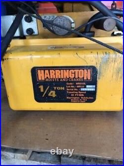 Harrington 1/4 Ton Electric Chain Hoist With Power Trolly 10 ft. Chain/ Tested