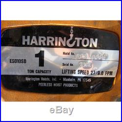 Harrington 1 Ton Electric Chain Hoist, 220/440v, 3PH, 60Hz, ES3-6689