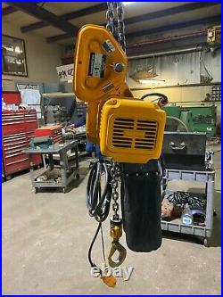 Harrington 1 Ton Electric Chain Hoist, NER010LD, 2 SPD 14/5, 15 FT Lift, 230/460V