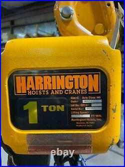 Harrington 1 Ton Electric Chain Hoist, NER010LD, 2 SPD 14/5, 15 FT Lift, 230/460V