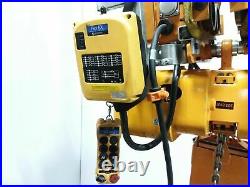 Harrington 1 Ton Electric Chain Hoist Remote Control MR010SD Power Trolley 460v