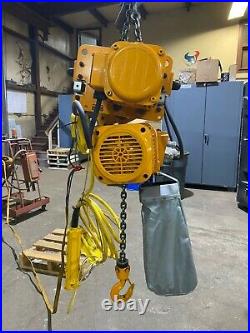 Harrington 1 Ton Electric Chain Hoist with Motorized Trolley, 460V, VFD Controlled