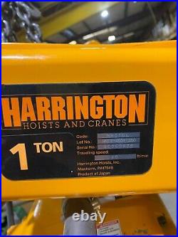 Harrington 1 Ton Electric Chain Hoist with Motorized Trolley, 460V, VFD Controlled