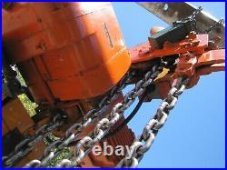 Harrington 10 Ton Electric Chain Hoist & Trolley 22 ft lift length 460V 20,000