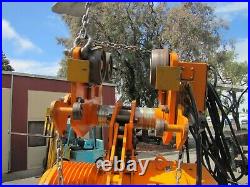 Harrington 10 Ton Electric Chain Hoist with Manual Trolley 460V 25ft Chain Lift