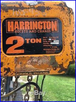 Harrington 2 Ton Electric Chain Hoist 110v single phase