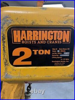 Harrington 2 Ton Motorized Electric Chain Hoist, NER020L, 20 ft lift, 230/460V