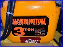 Harrington 3 Ton 12 FPM Electric Chain Hoist (#NER030C) & Trolley (#MR030L)