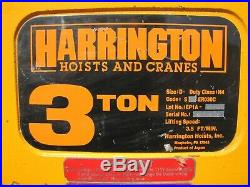 Harrington 3 Ton Electric Chain Hoist Hook 120V Bridge Crane Rigging