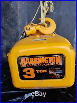 Harrington 3 Ton Electric Chain Hoist NER 40Ft Lift 16FPM WORKS PERFECTLY