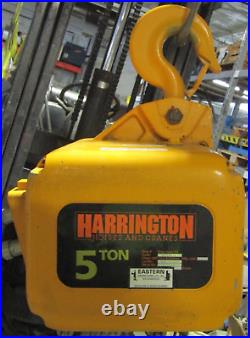 Harrington 5-ton Electric Chain Hoist 3 Phase 4.7 HP 460 Vac Ner050l
