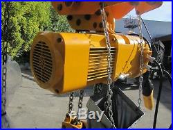 Harrington 8 Ton Electric Chain Hoist with Manual Trolley 460V 20ft Chain Length