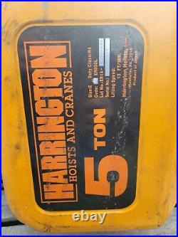Harrington ER050L 5 Ton Electric Chain Hoist withPowered Trolley & Pendant Control