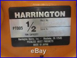 Harrington ES005L 1/2 Ton Electric Chain Hoist Lift 230/460V NES3B-1718 1000 Lb