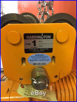 Harrington ES010S 1 Ton, 26'/min, 2 HP, Electric Chain Hoist + Push Trolley