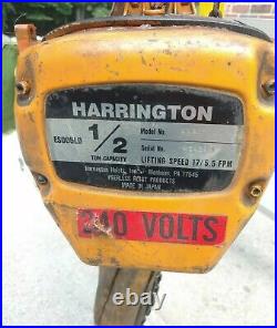 Harrington ES3B-7200 Electric Chain Hoist 1/2 Ton 20' Lift 208-230/460V 3Ph