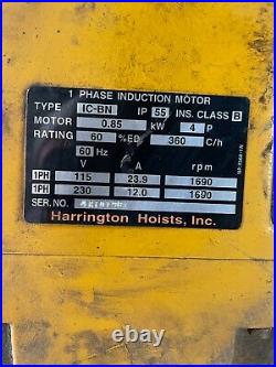 Harrington Electric Chain Hoist 3 Ton 115 volts (x2)