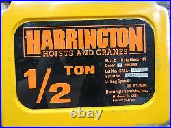 Harrington Electric Chain Hoist Ner005s 1000lbs 1/2 Ton 191 Drop Used