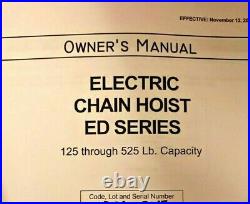 Harrington Mini Electric Ed2b-335 Chain Hoist 220 Lb Capacity 120v