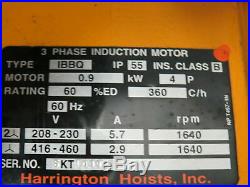 Harrington NER010L 1 Ton Electric Chain Hoist 15'6 Lift 16 FPM 230/460V 3PH