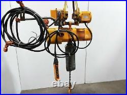 Harrington NER010LD 1 Ton Electric Chain Hoist MR010L Power Trolley 460v 3PH 10