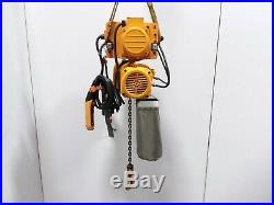 Harrington NER010LD 1 Ton Electric Chain Hoist MR010SD Power Trolley 460v 3PH