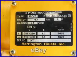 Harrington NER010LD 1Ton Electric Chain Hoist 14' Lift 16FPM 3Ph WithPower Trolley