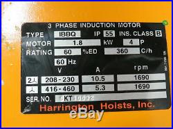 Harrington NER020L 2 Ton 4000 LB Electric Chain Hoist 12'6 Lift 14FPM 230/460V