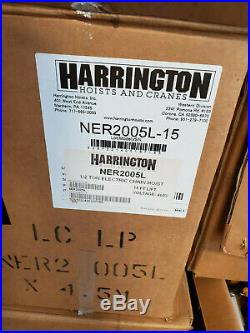 Harrington NER2005L-15 1/2 Ton Electric Chain Hoist 460 V 15FT NIB
