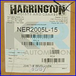 Harrington NER2005L-15 Electric Chain Hoist 1000lb 15ft Hook Mount 3 Phase 460V