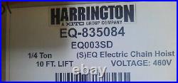 Harrington Seq003sd-10 Electric Chain Hoist, 500 Lb, 10 Ft, Hook Mounted No