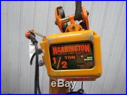 Harrington Size B NER005L 1/2 TON Electric Chain Hoist 10' Lift 460V 3Ph Tested