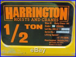 Harrington Size B NER005L 1/2 TON Electric Chain Hoist 10' Lift 460V 3Ph Tested